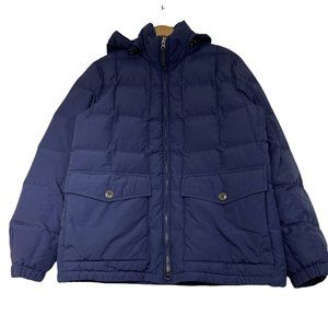 J Crew Mens Quilted Goose Down Parka Size M Navy Blue Insulated Dacota Jacket
